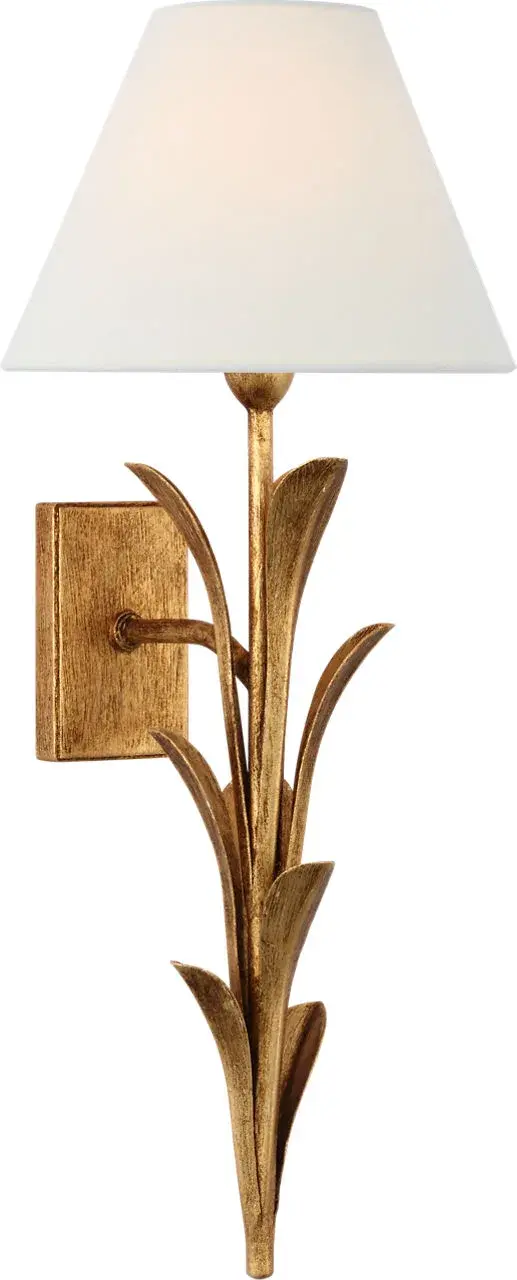 Provenz 20" Tail Sconce in French Gild with Linen Shade - Image 1