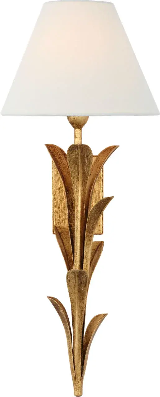 Provenz 20" Tail Sconce in French Gild with Linen Shade - Image 3