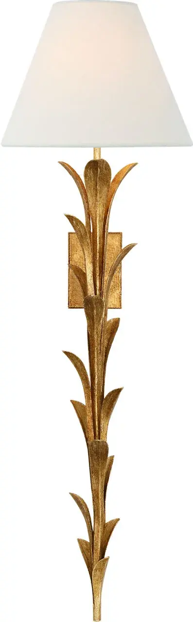 Provenz 34" Statement Sconce in French Gild with Linen Shade - Image 2