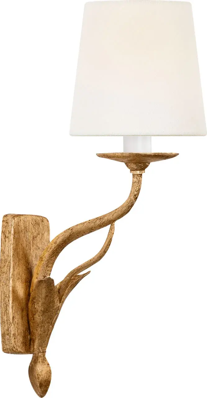 Elegant Transitional Sconce with Warm Gold Finish and Soft Linen Shade - Image 1
