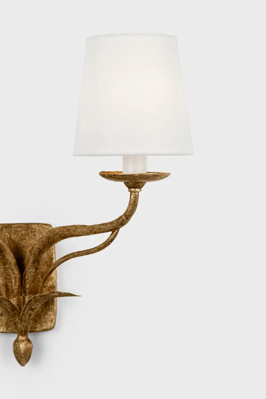 Elegant Double Sconce with Warm Gold Finish and Soft Linen Shades - Image 4