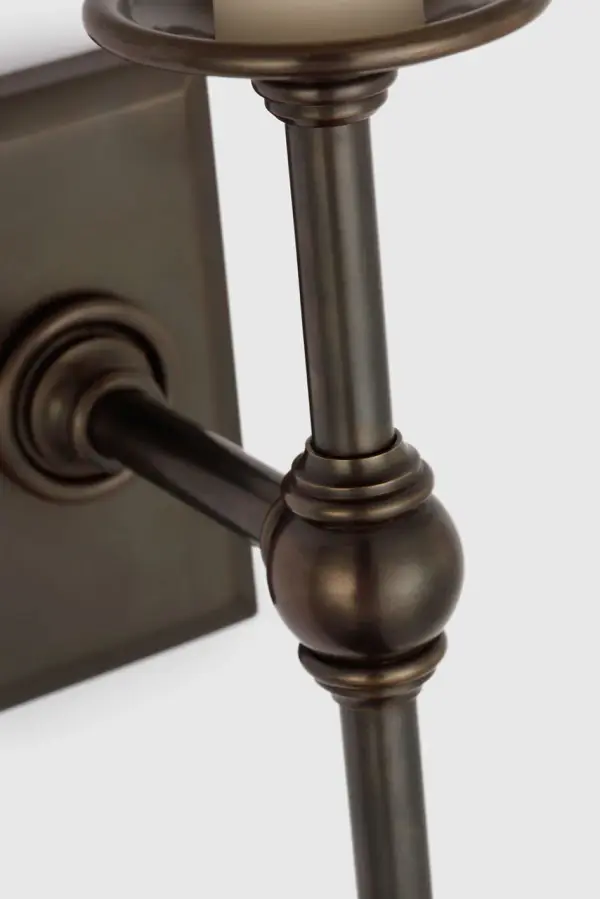 Classic 19" Tail Sconce in Bronze with Linen Shades - Image 4
