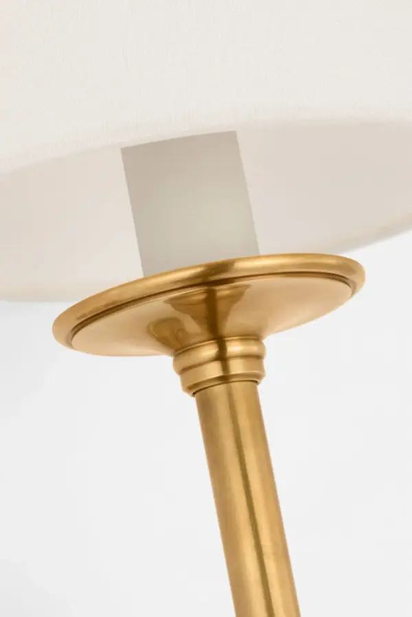 Classic 27" Tail Sconce in Antique-Burnished Brass with Linen Shade - Image 4