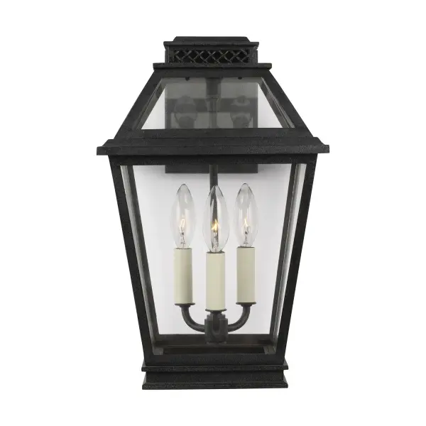 The Falmouth outdoor wall lantern by Chapman & Myers brings timeless elegance to exterior spaces with its vintage gas lantern-inspired design. Clean lines and clear glass panels create an uncluttered look that works beautifully in traditional and transitional settings.