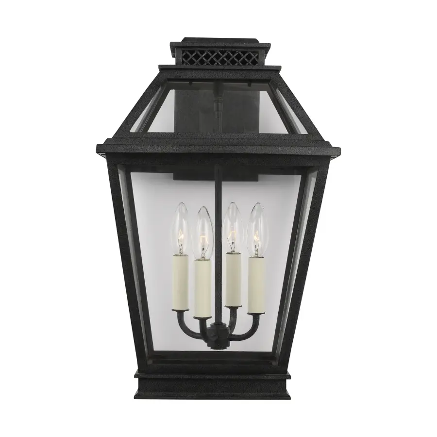 Falmouth Four Light Outdoor Wall Lantern in Dark Weathered Zinc