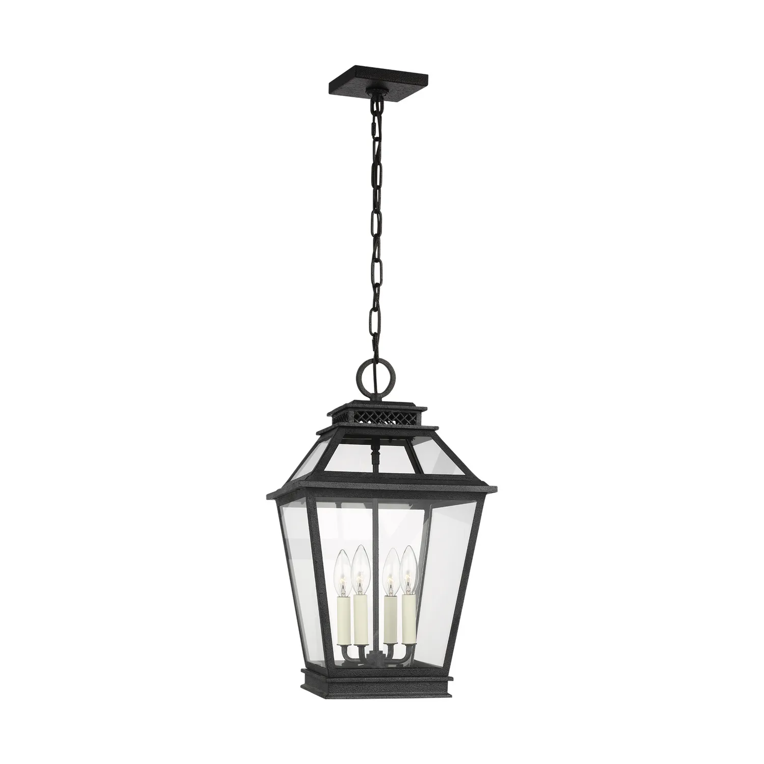 Falmouth Four Light Hanging Lantern in Dark Weathered Zinc