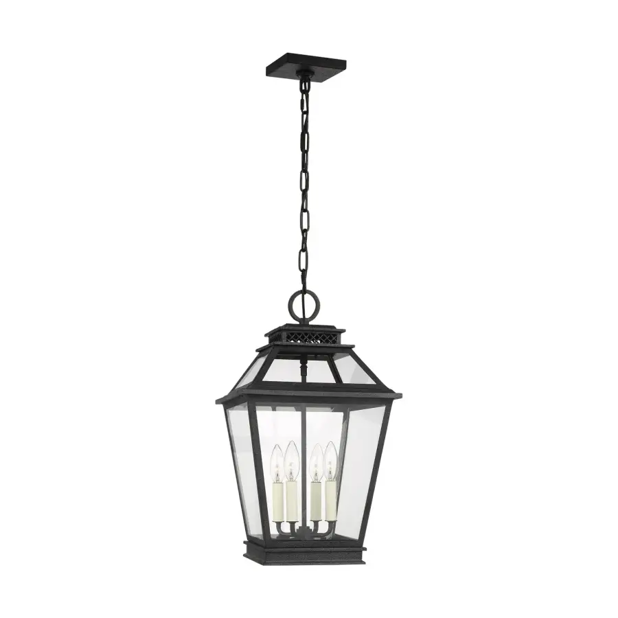 Falmouth Four Light Hanging Lantern in Dark Weathered Zinc