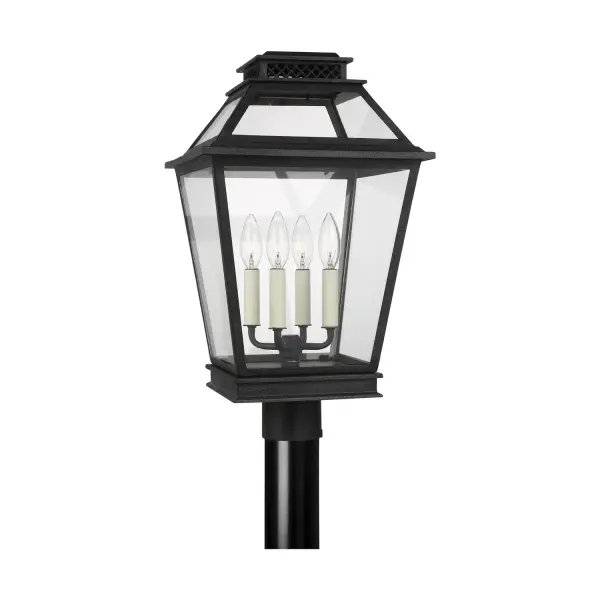 The Falmouth post lantern by Chapman & Myers brings timeless charm to outdoor spaces with its vintage gas lantern-inspired design. Clean lines and clear glass panels create an elegant, uncluttered look that works beautifully in traditional and coastal settings.