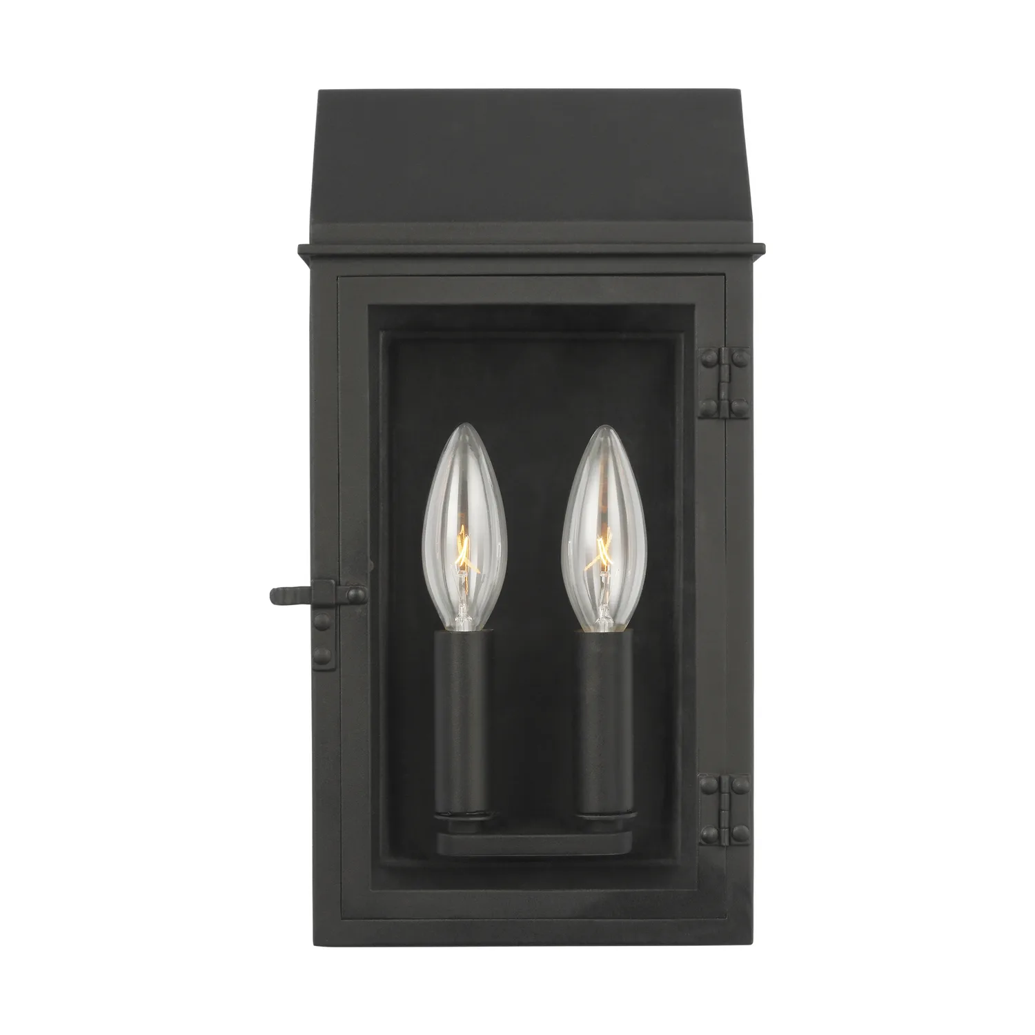 Hingham Two Light Outdoor Wall Lantern in Textured Black