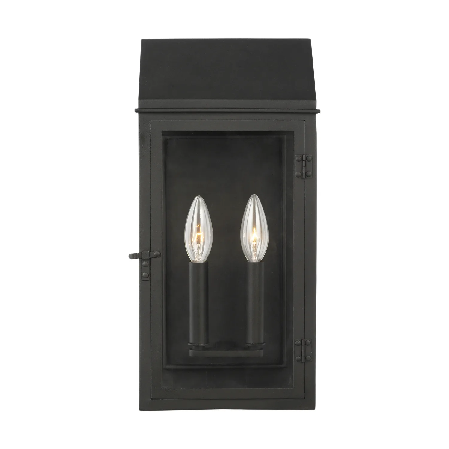 Hingham Two Light Outdoor Wall Lantern in Textured Black