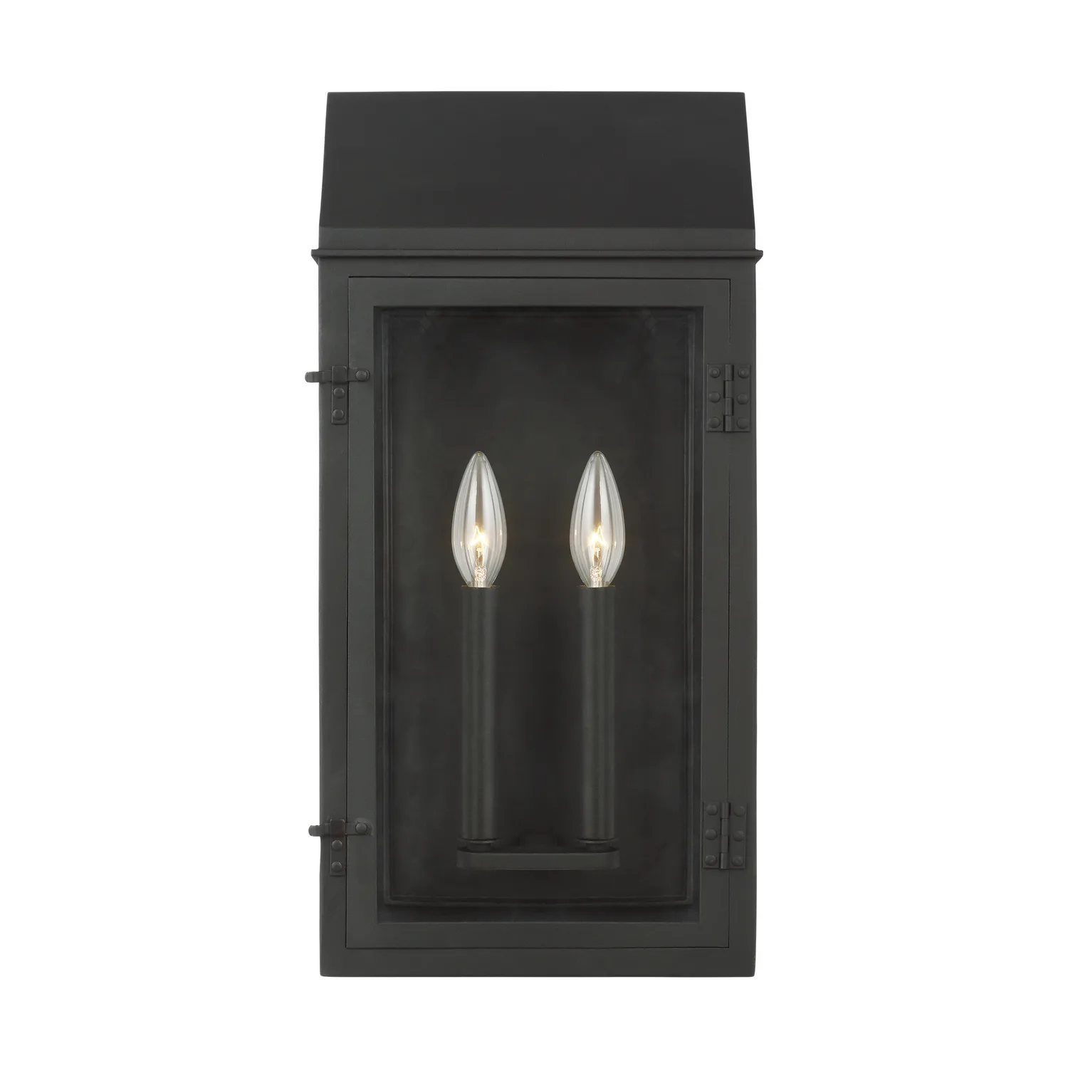 Hingham Two Light Outdoor Wall Lantern in Textured Black