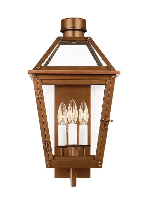 Hyannis Three Light Wall Lantern in Natural Copper