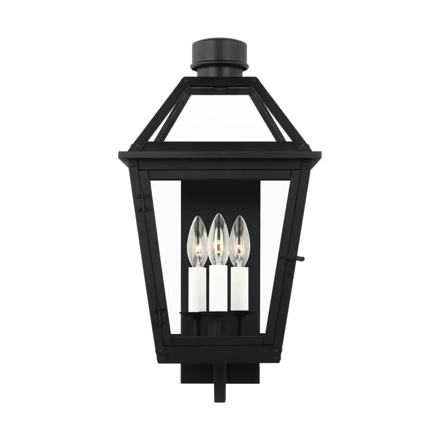 Hyannis Three Light Outdoor Wall Lantern in Textured Black