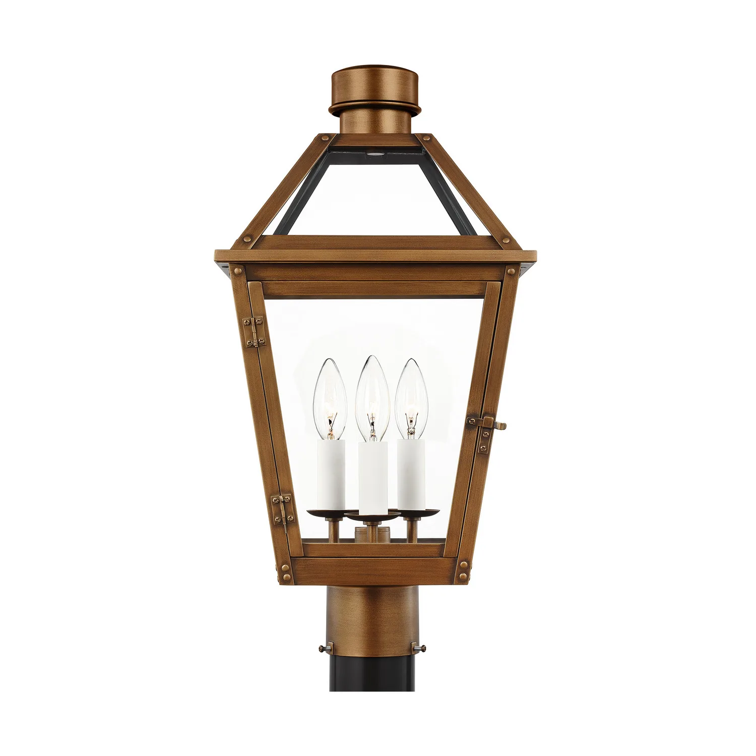 Hyannis Three Light Post Mount in Natural Copper