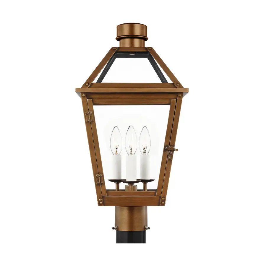 Hyannis Three Light Post Mount in Natural Copper