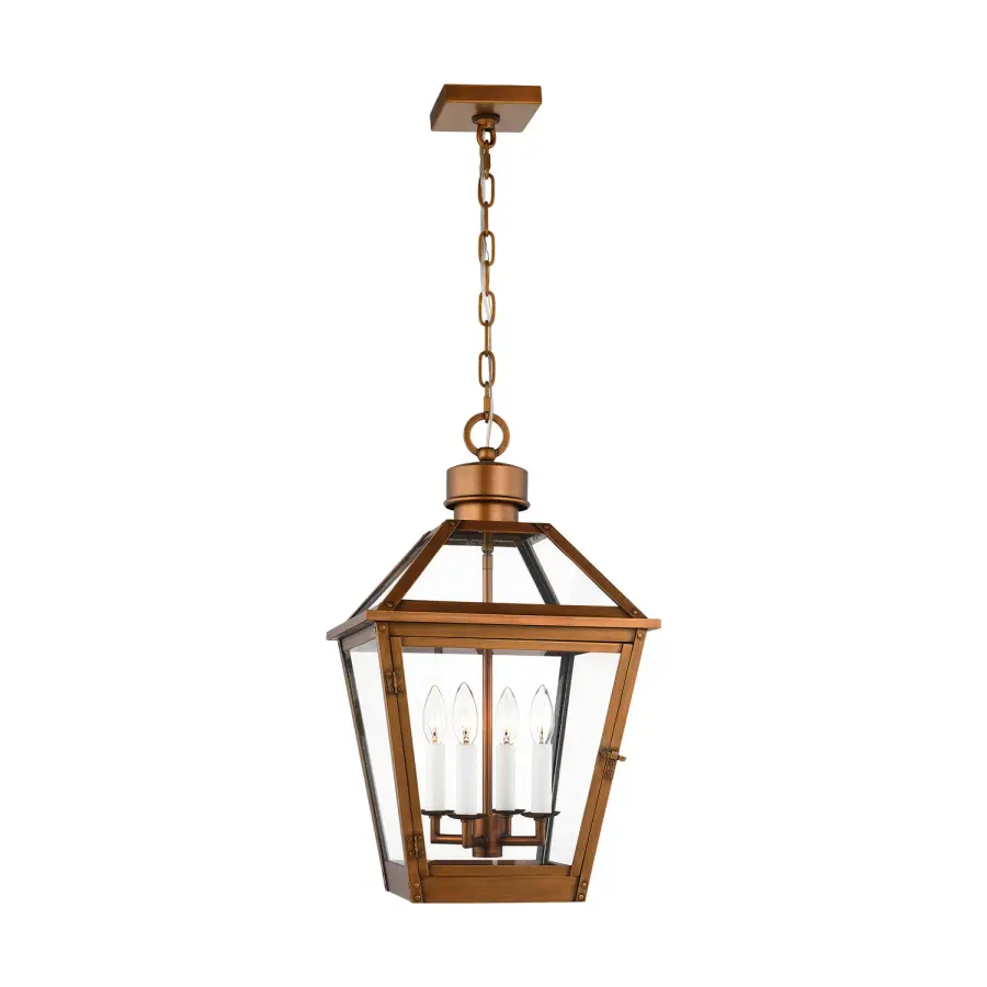 Hyannis Four Light Outdoor Pendant in Natural Copper