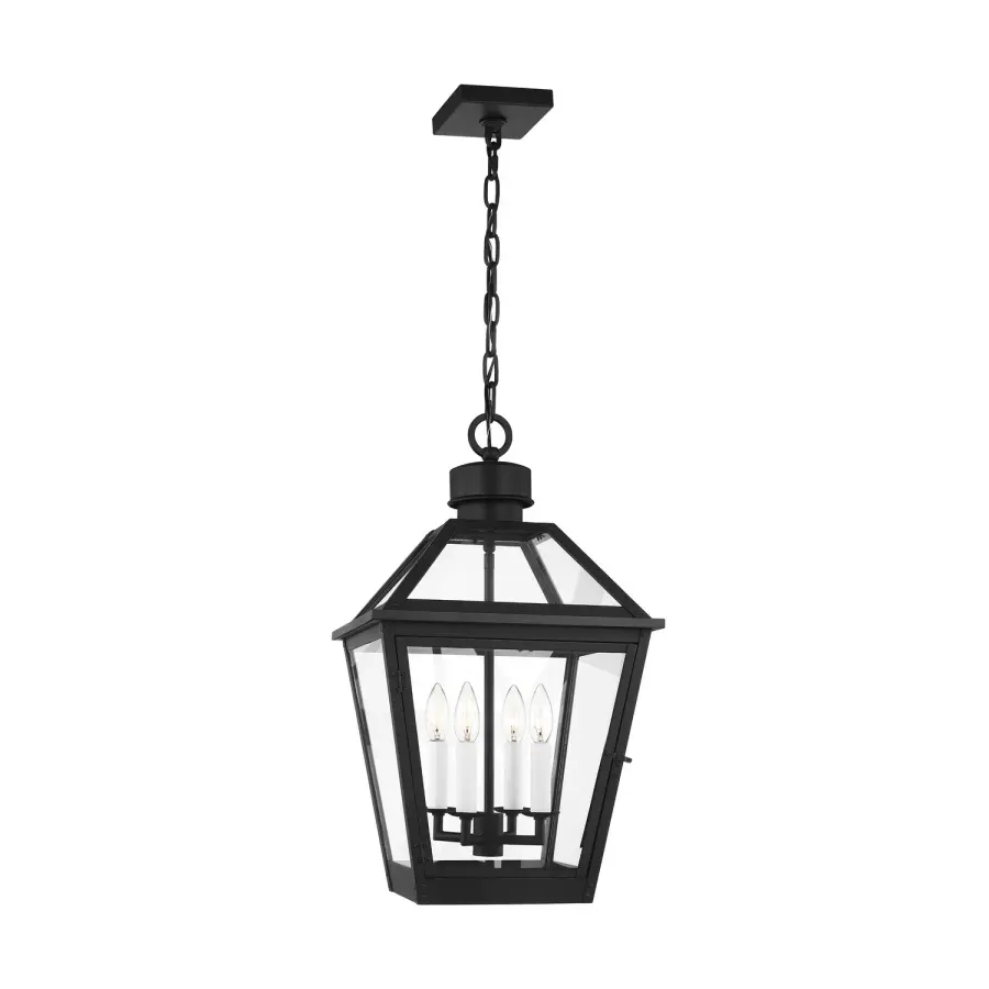 Hyannis Four Light Outdoor Pendant in Textured Black