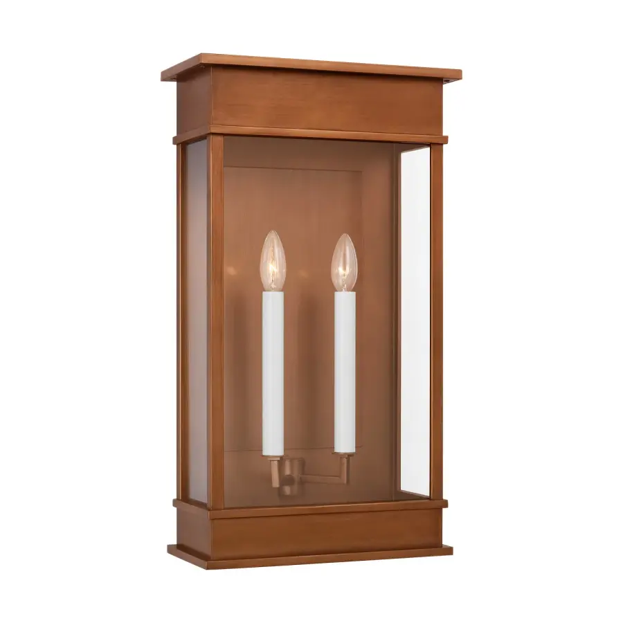 Cupertino Two Light Wall Lantern in Natural Copper