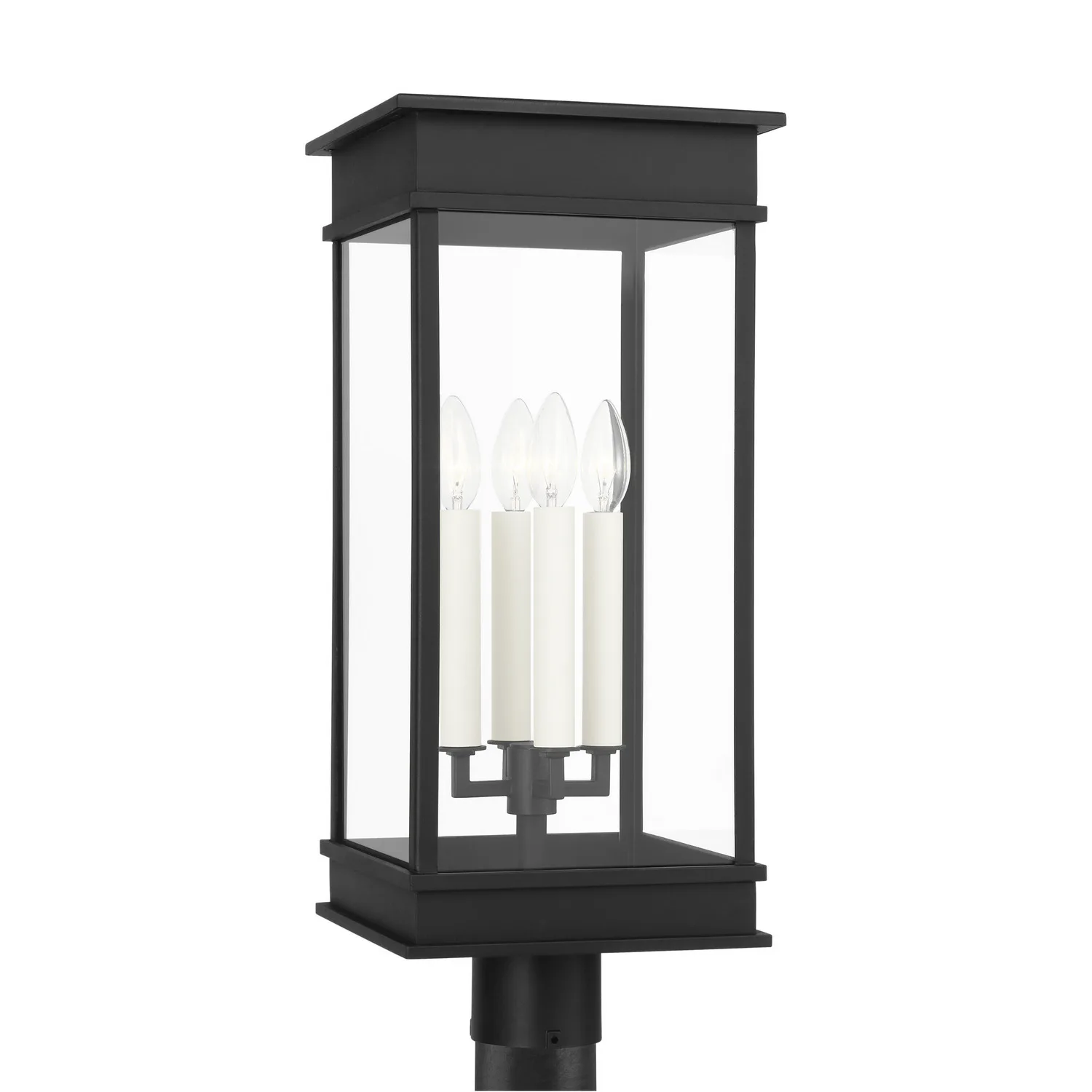 Cupertino Four Light Outdoor Post Lantern in Textured Black