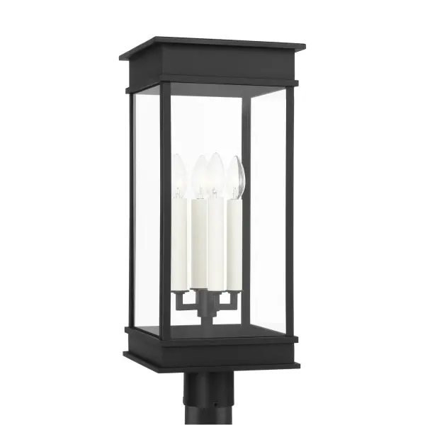 Cupertino Four Light Outdoor Post Lantern in Textured Black