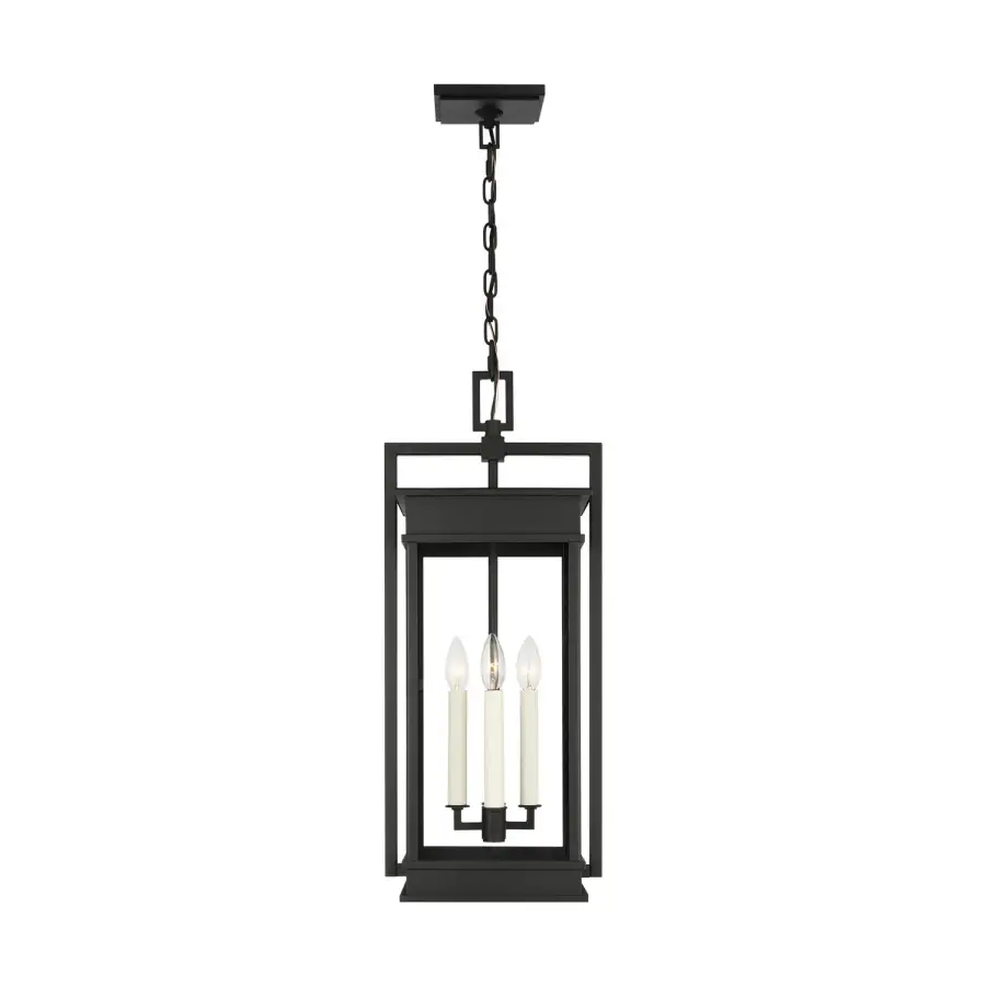 Cupertino Four Light Outdoor Pendant in Textured Black
