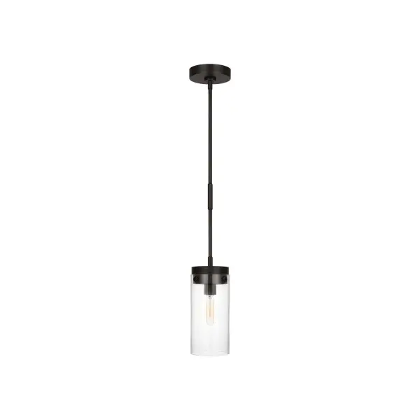 The Garrett pendant by Chapman & Myers delivers sophisticated industrial style in a compact form. Clear extruded glass paired with aged iron hardware creates visual interest while maintaining simplicity. Perfect for multiples over islands or as accent lighting.