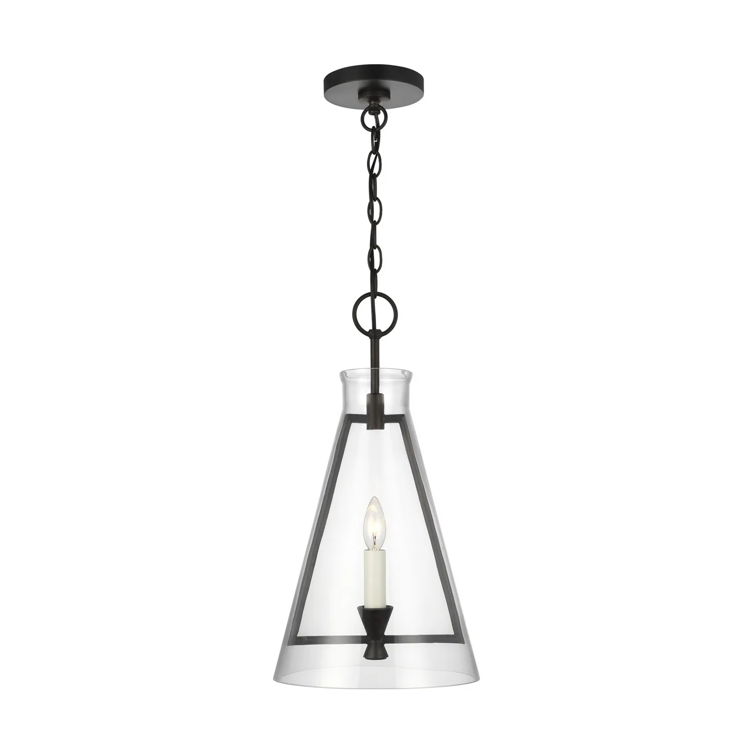 Keystone One Light Pendant in Aged Iron