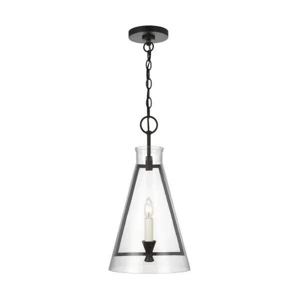 Keystone One Light Pendant in Aged Iron