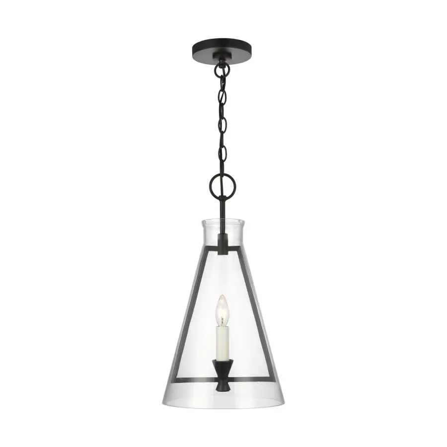 Keystone One Light Pendant in Aged Iron