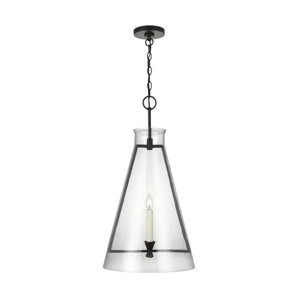 Keystone One Light Pendant in Aged Iron