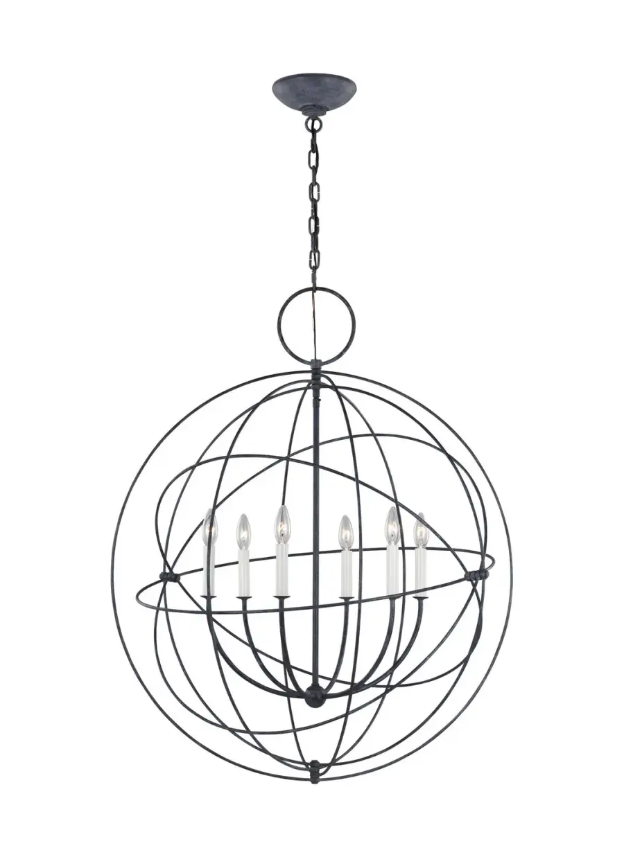 Bayberry Six Light Pendant in Weathered Galvanized