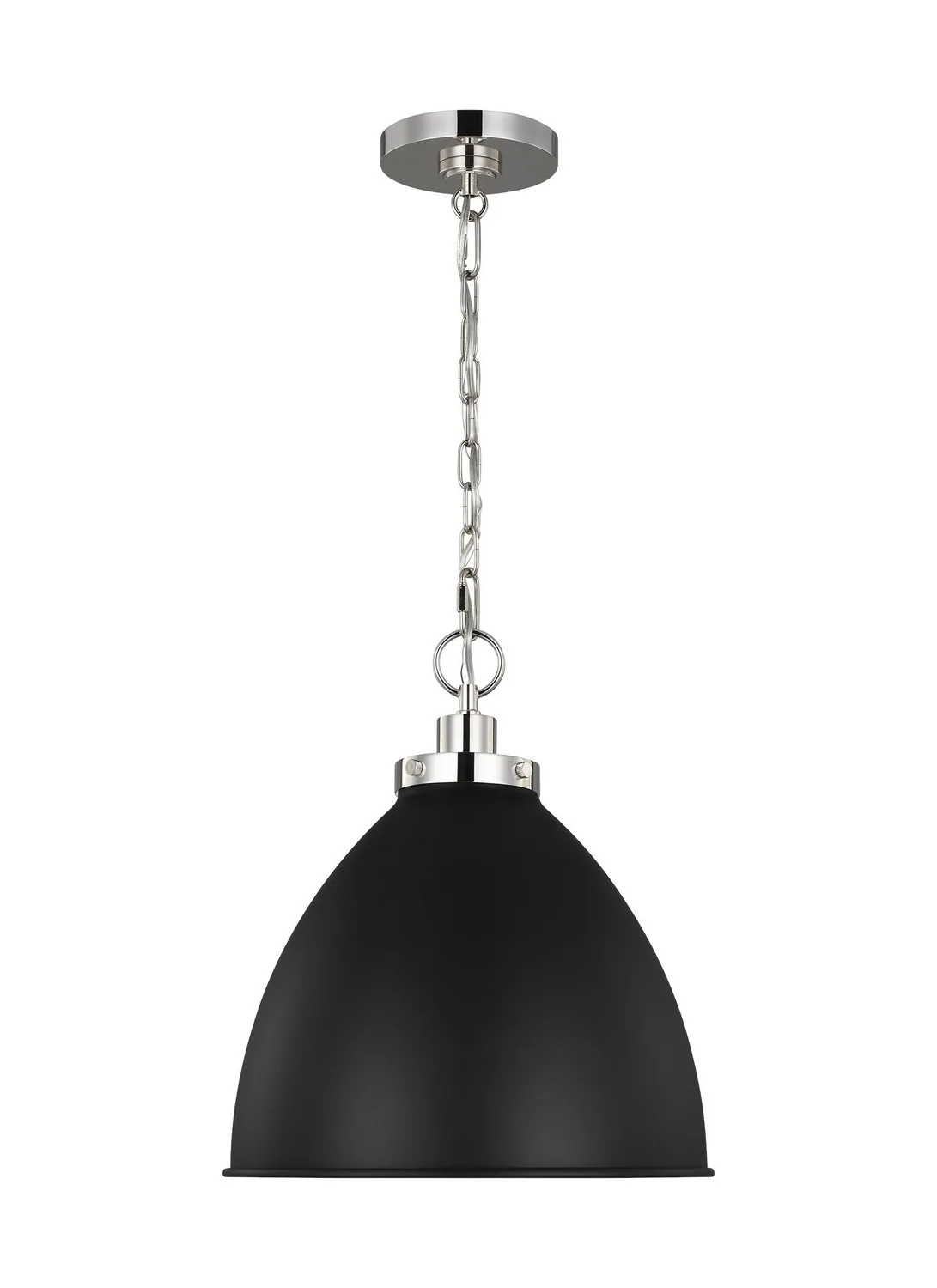 Wellfleet One Light Pendant in Midnight Black and Polished Nickel