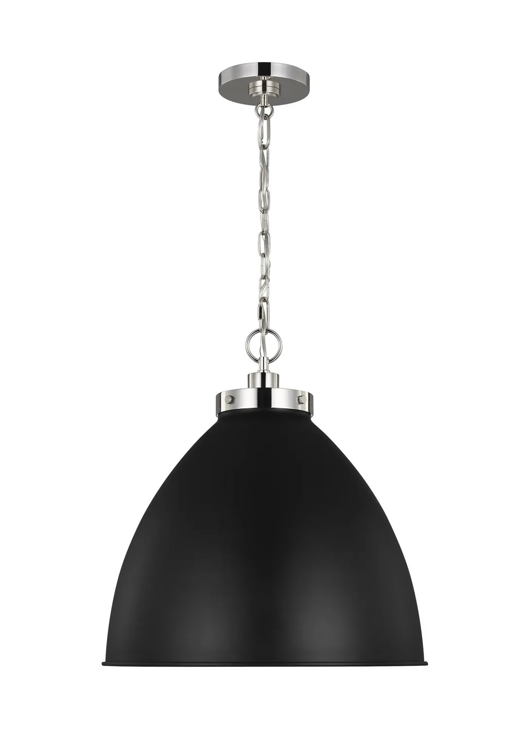 Wellfleet One Light Pendant in Midnight Black and Polished Nickel