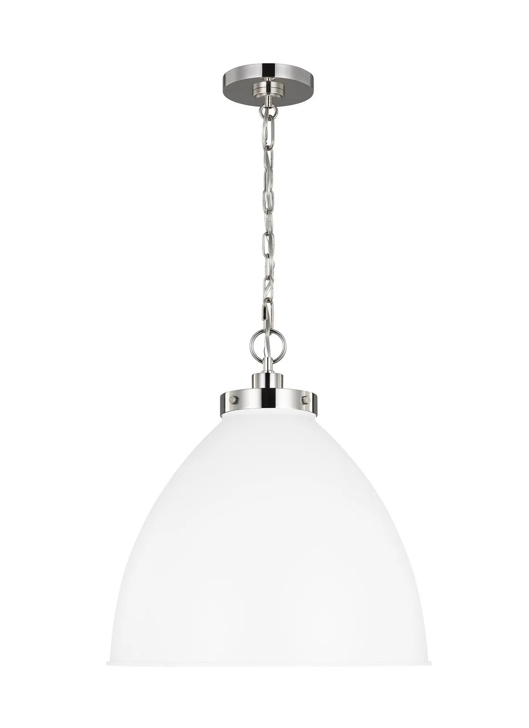 Wellfleet One Light Pendant in Matte White and Polished Nickel