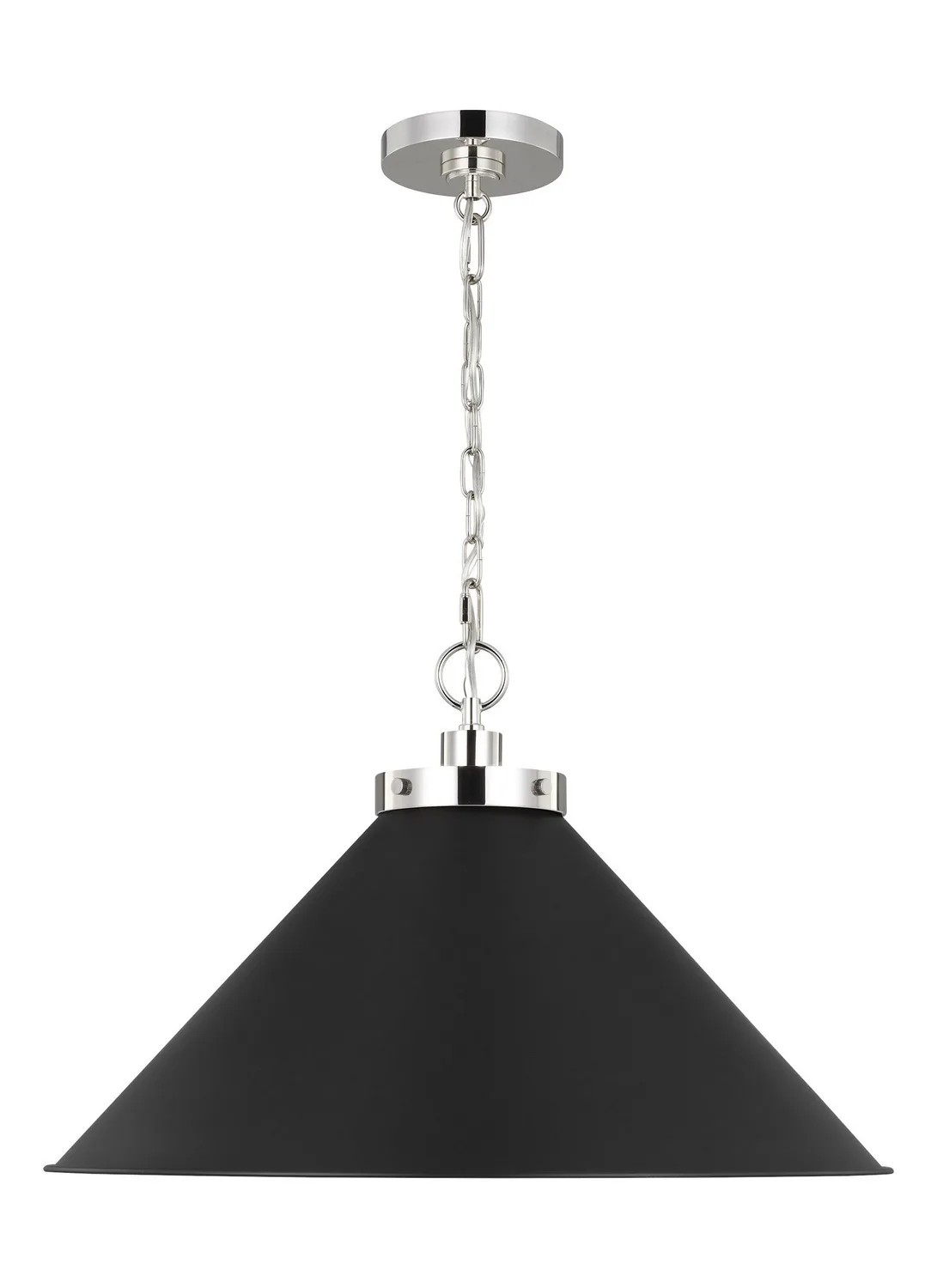 Wellfleet One Light Pendant in Midnight Black and Polished Nickel