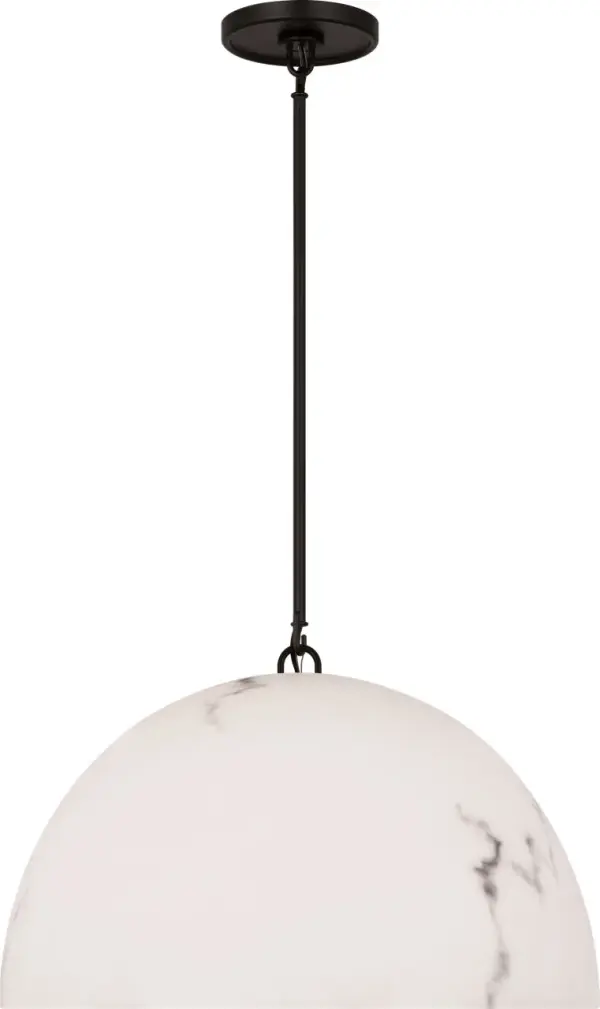 The Savina 20" Pendant combines mineral opaline's alabaster-like veining with a refined metal frame, creating a statement piece that brings warmth and sophistication to any space. Its generous scale and soft diffused glow make it perfect for dining rooms and kitchen islands.