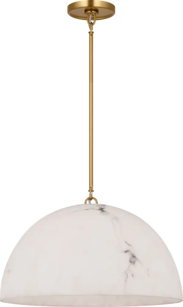 The Savina 20" Pendant combines Chapman & Myers' signature minimalist aesthetic with innovative mineral opaline material. Each hand-formed shade features unique alabaster-like veining, creating soft diffused light perfect for dining and living spaces. - alternate view