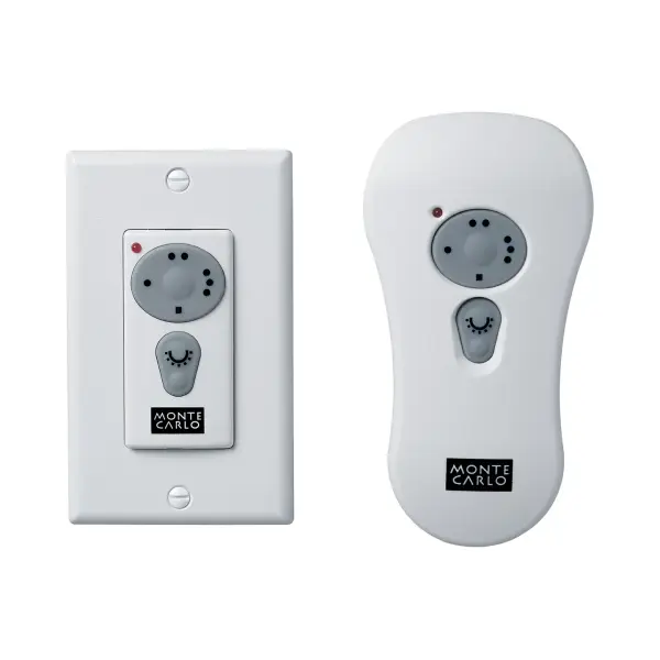 A dual-purpose remote transmitter that mounts to the wall or operates as a handheld device. Provides convenient fan control when paired with compatible receivers. Clean white finish integrates seamlessly into any room.