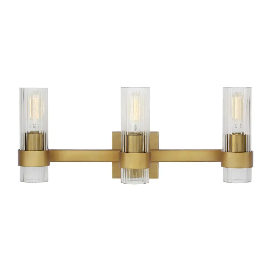 Geneva Three Light Vanity in Burnished Brass