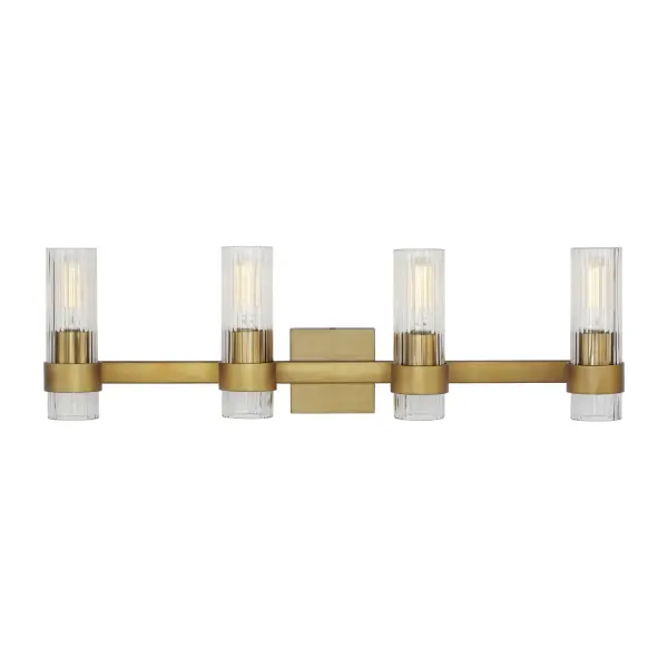 Geneva Four Light Vanity in Burnished Brass