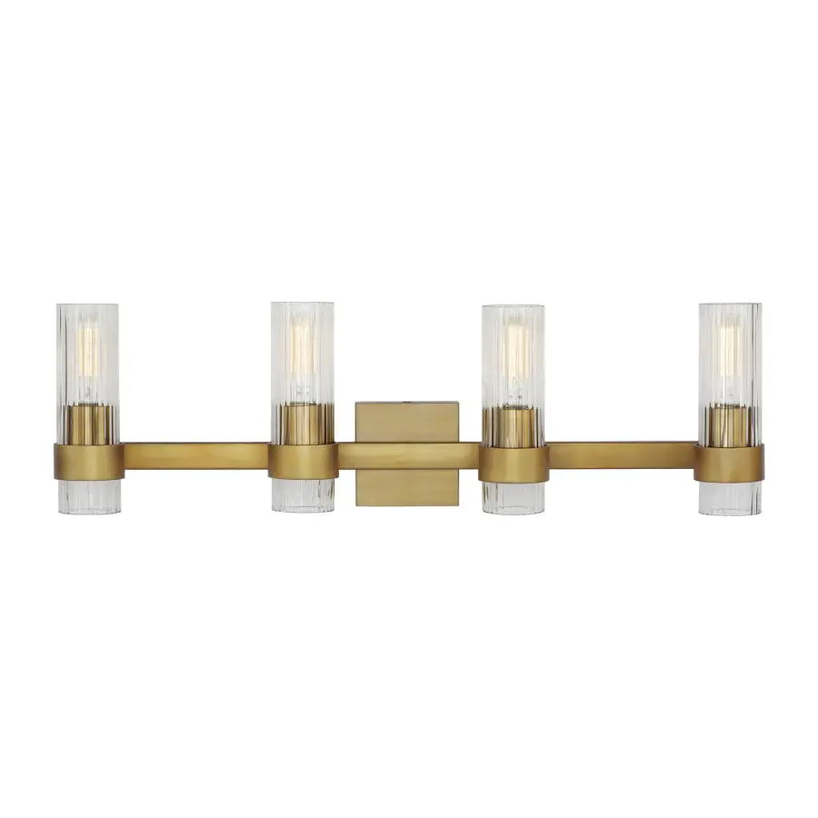 Geneva Four Light Vanity in Burnished Brass
