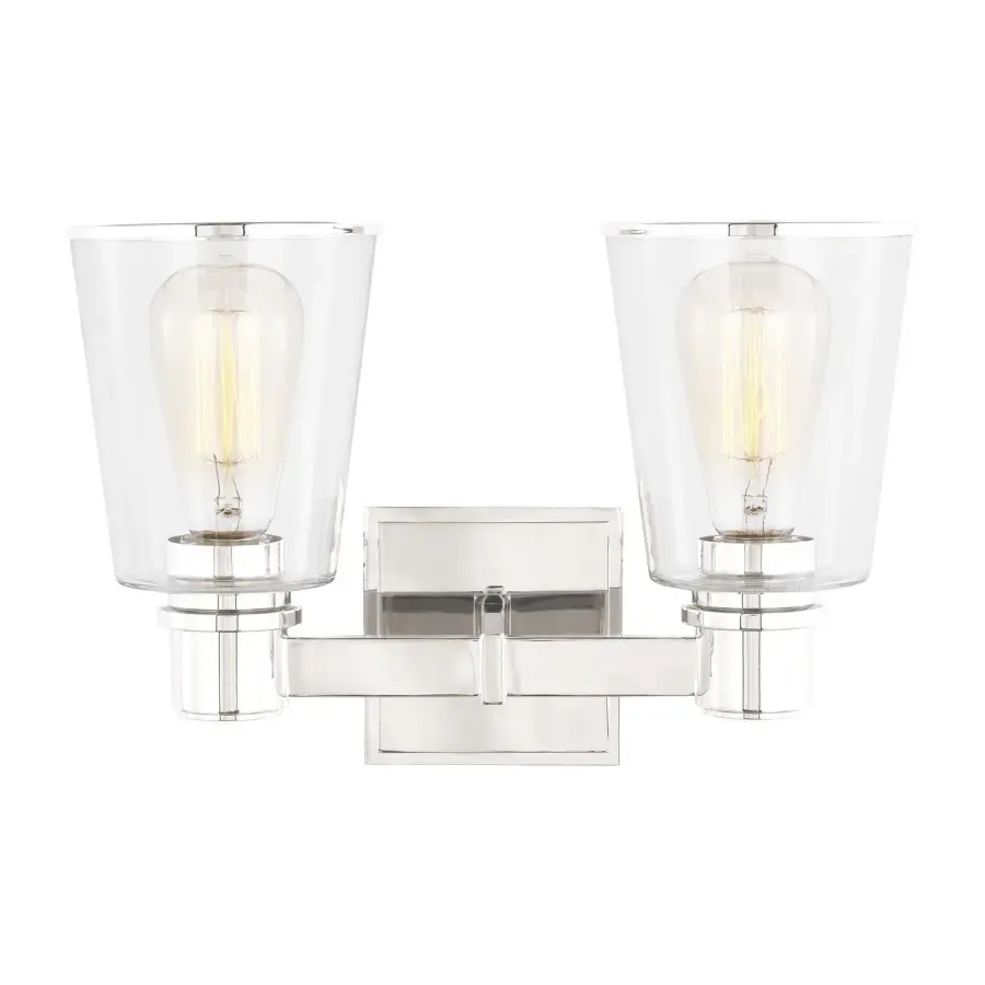 Alessa Two Light Bath Vanity in Polished Nickel