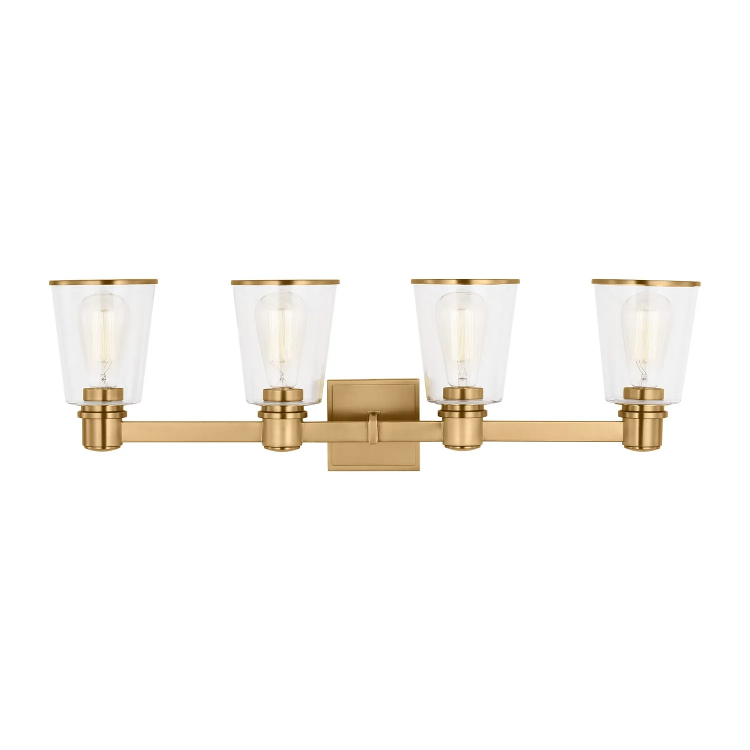 Alessa Four Light Bath Vanity in Burnished Brass