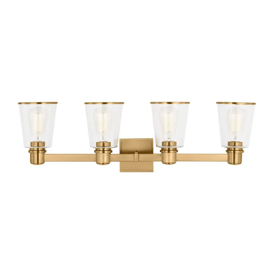 Alessa Four Light Bath Vanity in Burnished Brass