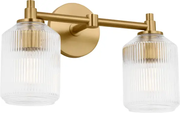 The Barstow 15" vanity light by Chapman & Myers transforms everyday bathrooms with its jewel-like ribbed glass and refined industrial aesthetic. Perfect for single vanities and guest baths, it balances heritage charm with contemporary simplicity. - alternate view