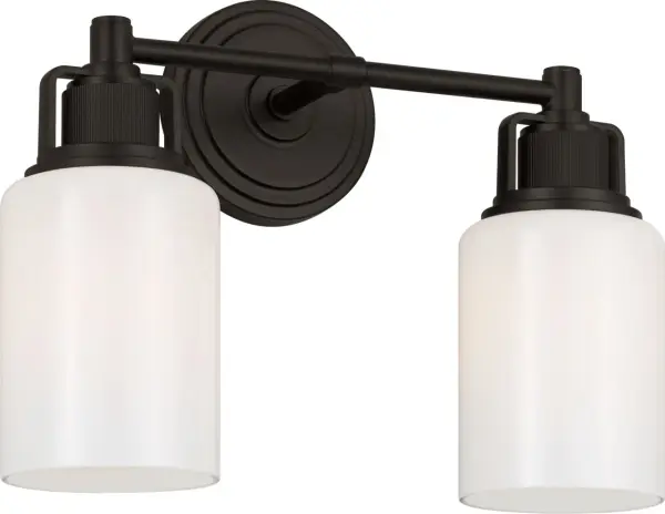 The Ashford 14" vanity light combines architectural clarity with industrial detailing through its knurled accents and square arch bracket. Perfect for single vanities and guest baths, it delivers sophisticated style in a compact profile. - alternate view