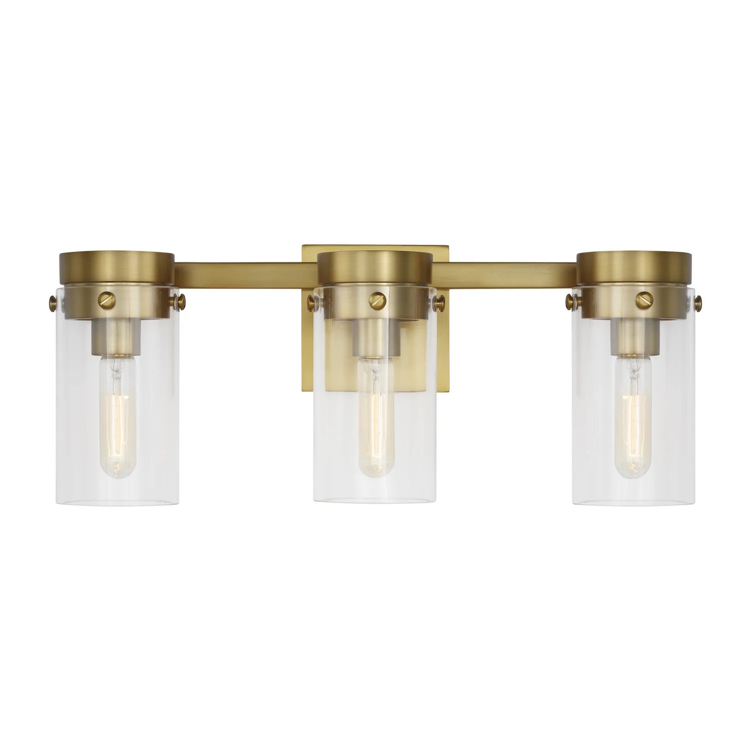 Garrett Three Light Vanity in Burnished Brass