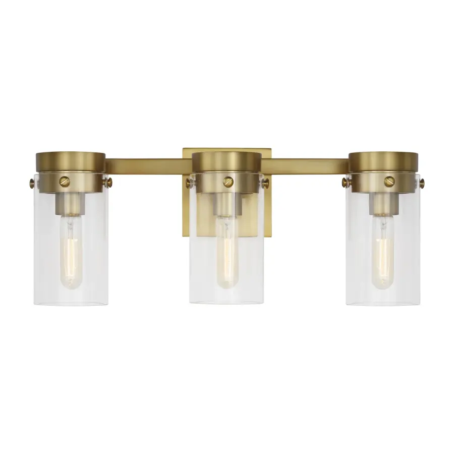 Garrett Three Light Vanity in Burnished Brass