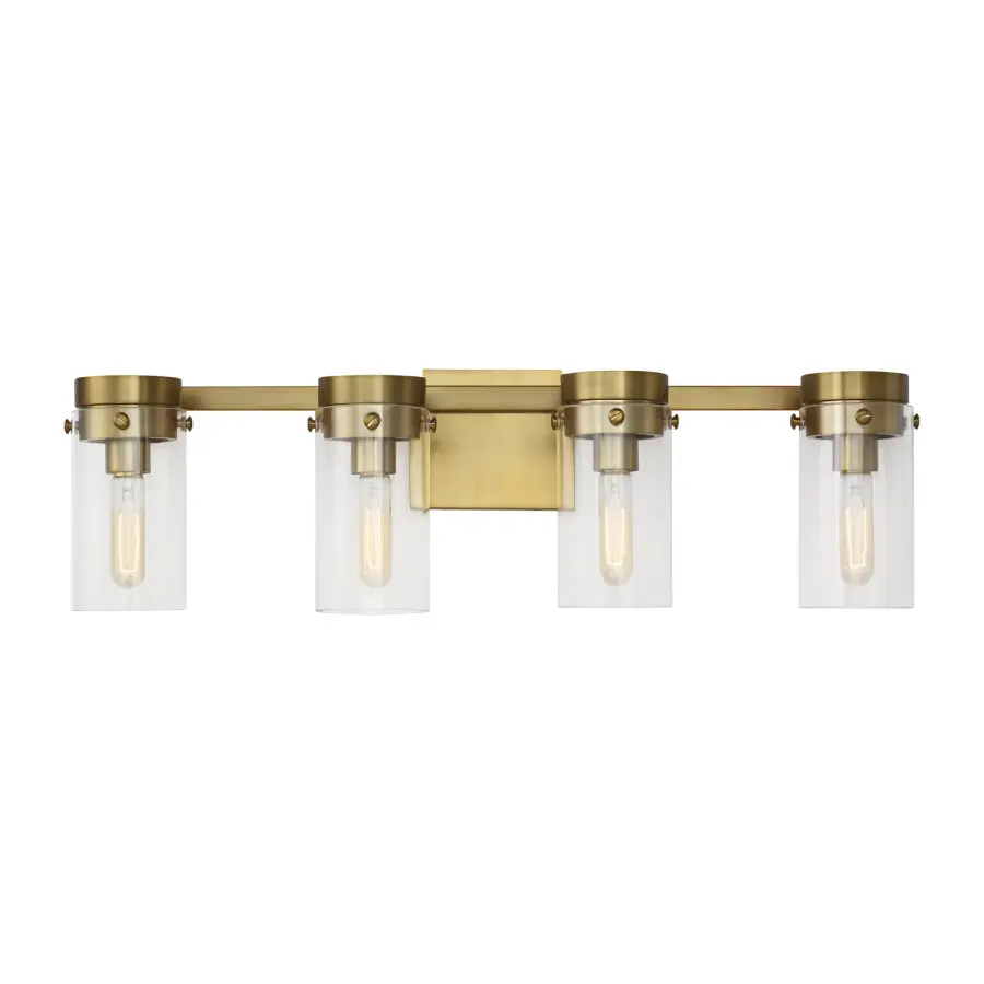 Garrett Four Light Vanity in Burnished Brass