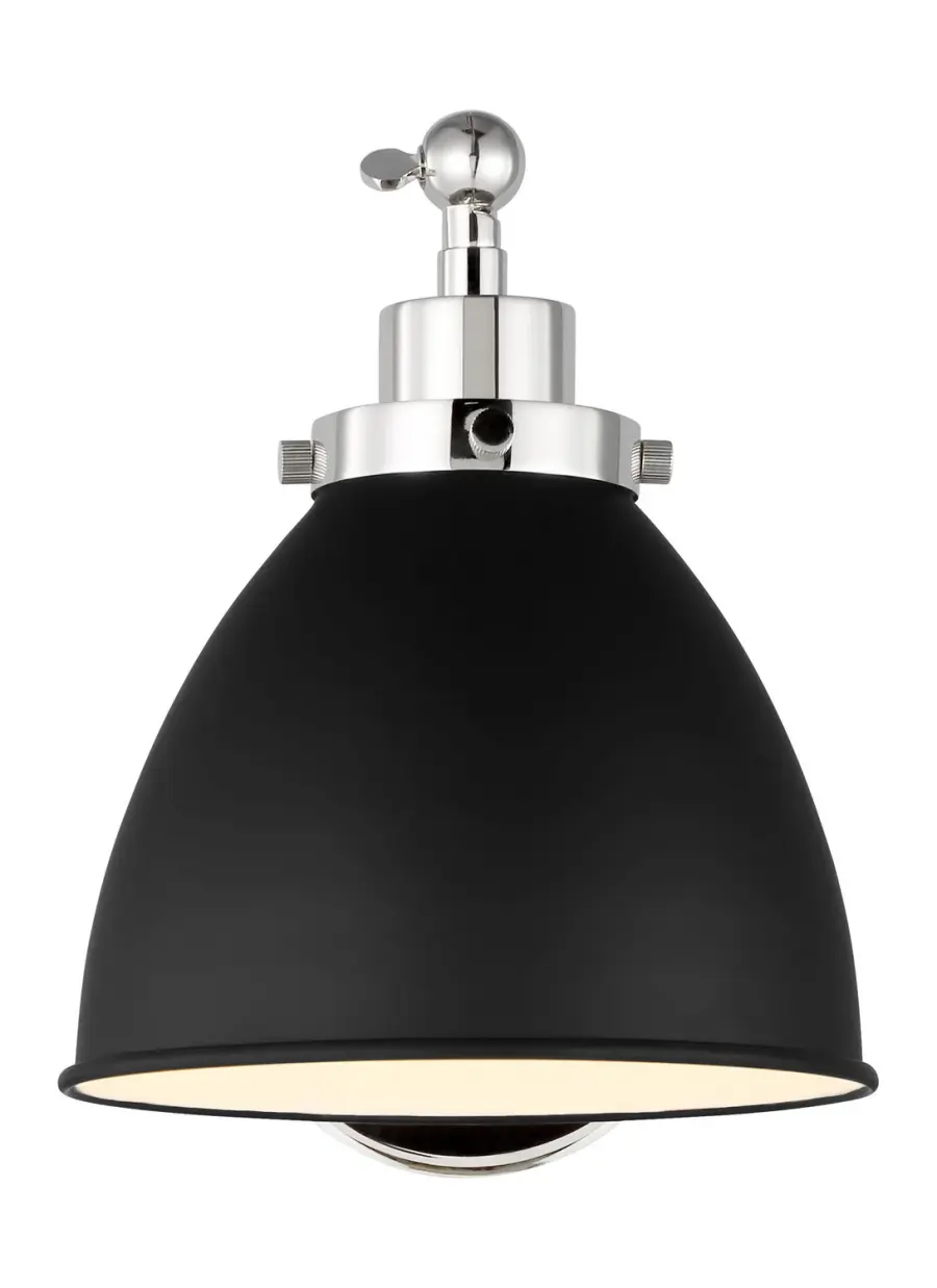 Wellfleet One Light Wall Sconce in Midnight Black and Polished Nickel